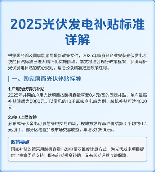 2025年光伏发电国家补贴政策有哪些新变化？